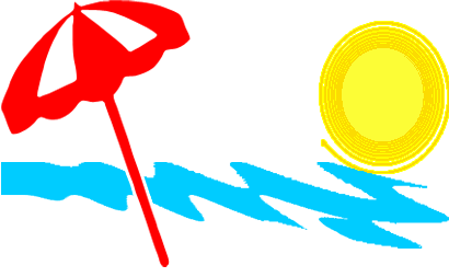 Slika prikazuje suncobran, more i sunce